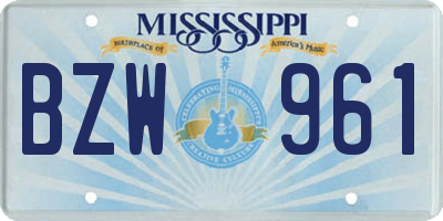 MS license plate BZW961