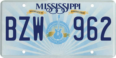 MS license plate BZW962
