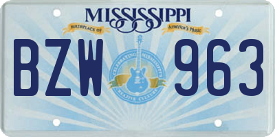 MS license plate BZW963