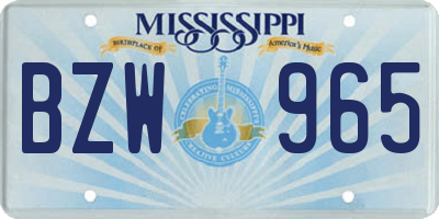MS license plate BZW965