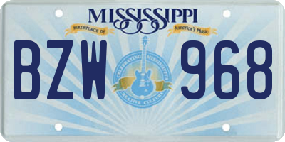 MS license plate BZW968
