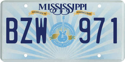 MS license plate BZW971