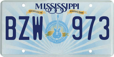 MS license plate BZW973