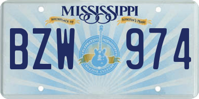MS license plate BZW974