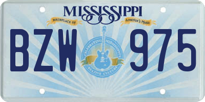 MS license plate BZW975