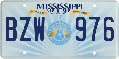 MS license plate BZW976