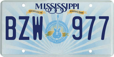 MS license plate BZW977