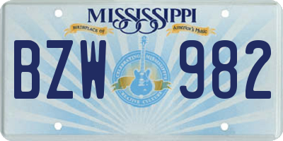 MS license plate BZW982