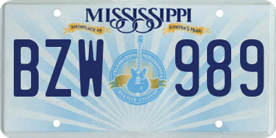 MS license plate BZW989