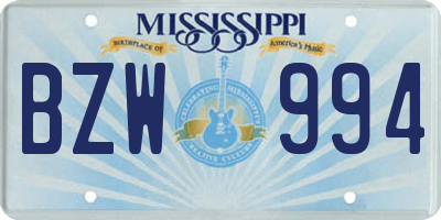 MS license plate BZW994
