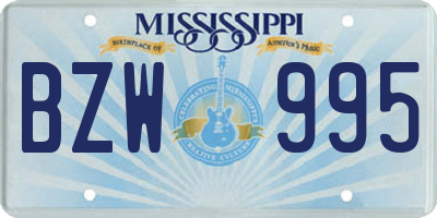 MS license plate BZW995