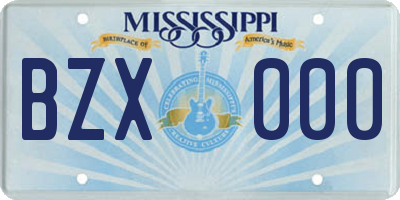 MS license plate BZX000