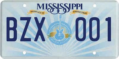 MS license plate BZX001