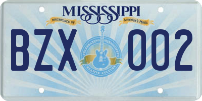 MS license plate BZX002