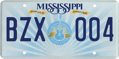 MS license plate BZX004