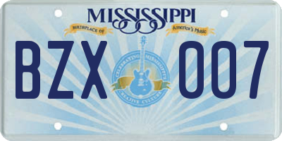 MS license plate BZX007