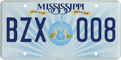 MS license plate BZX008