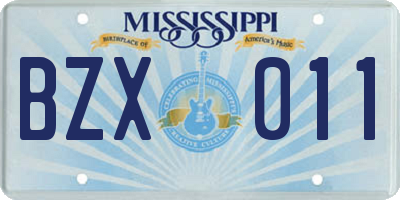 MS license plate BZX011