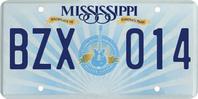 MS license plate BZX014