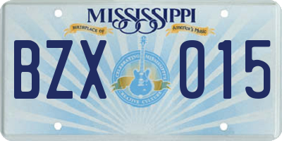 MS license plate BZX015