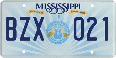 MS license plate BZX021