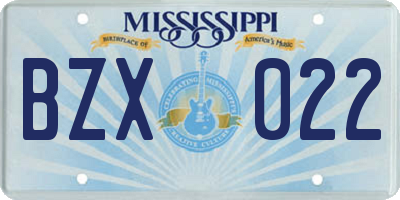 MS license plate BZX022