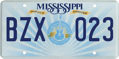 MS license plate BZX023