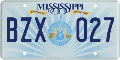 MS license plate BZX027