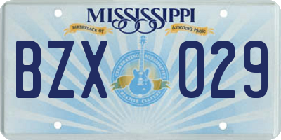 MS license plate BZX029