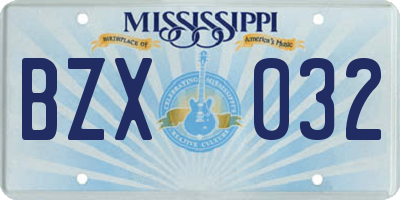 MS license plate BZX032