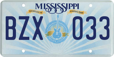 MS license plate BZX033