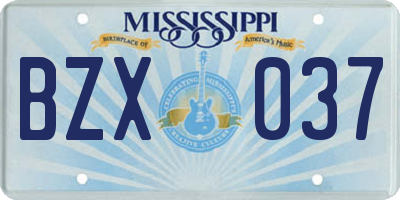 MS license plate BZX037