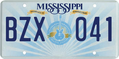MS license plate BZX041
