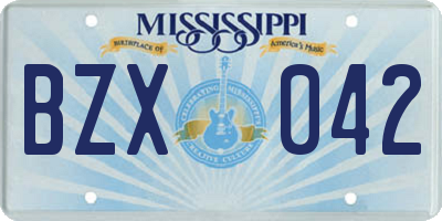 MS license plate BZX042