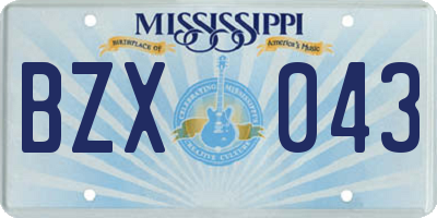 MS license plate BZX043