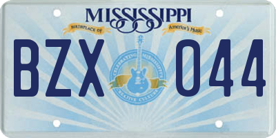 MS license plate BZX044