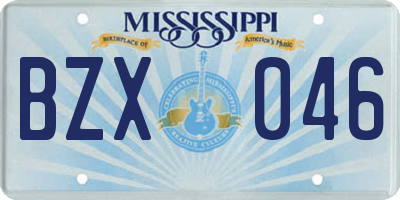 MS license plate BZX046