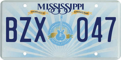 MS license plate BZX047