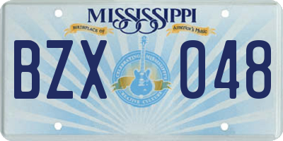 MS license plate BZX048