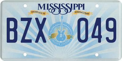MS license plate BZX049