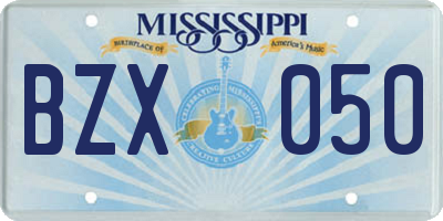 MS license plate BZX050