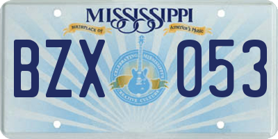 MS license plate BZX053