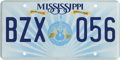 MS license plate BZX056