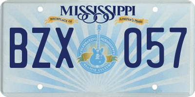 MS license plate BZX057