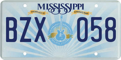 MS license plate BZX058
