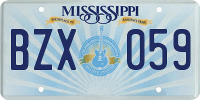 MS license plate BZX059