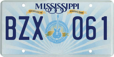 MS license plate BZX061