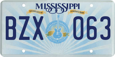 MS license plate BZX063