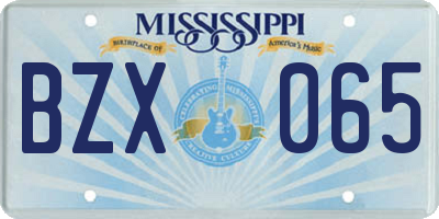 MS license plate BZX065