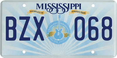 MS license plate BZX068